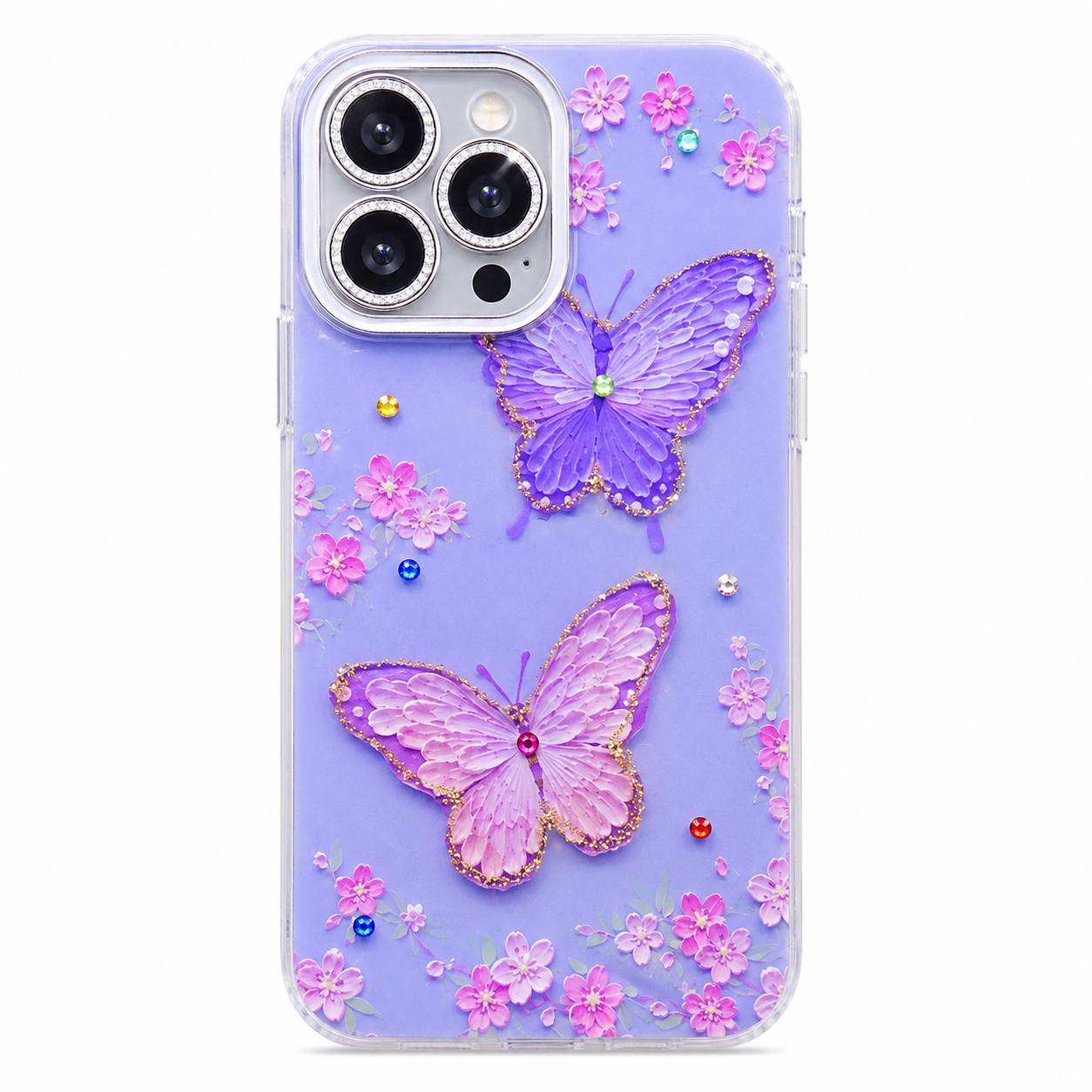 Reflection Butterfly Case with Glittery Camera Lens Protector