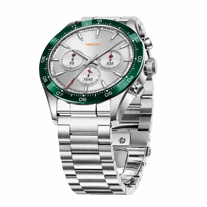 Recci RA43 Smartwatch – 1.32” AMOLED, Stainless Steel, Round Display