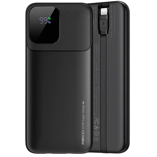 Recci 20000mAh Dual-Cable Fast Charging Power Bank