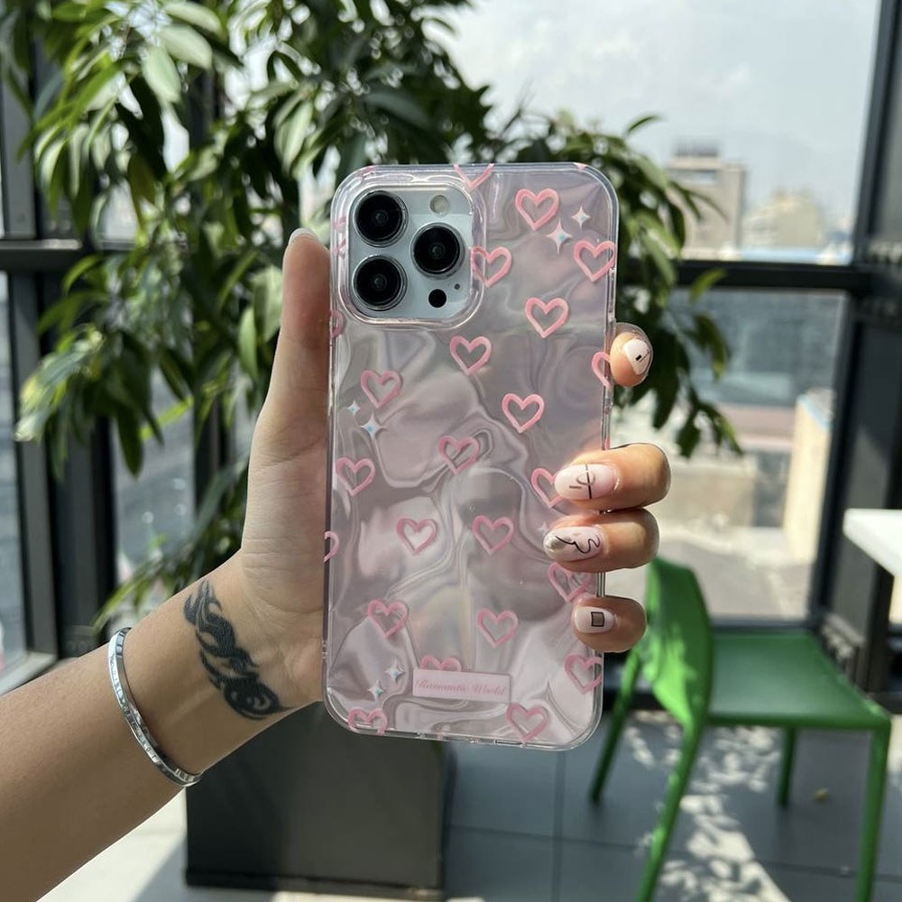 Water Ripple Holographic Hearts Iphone Case