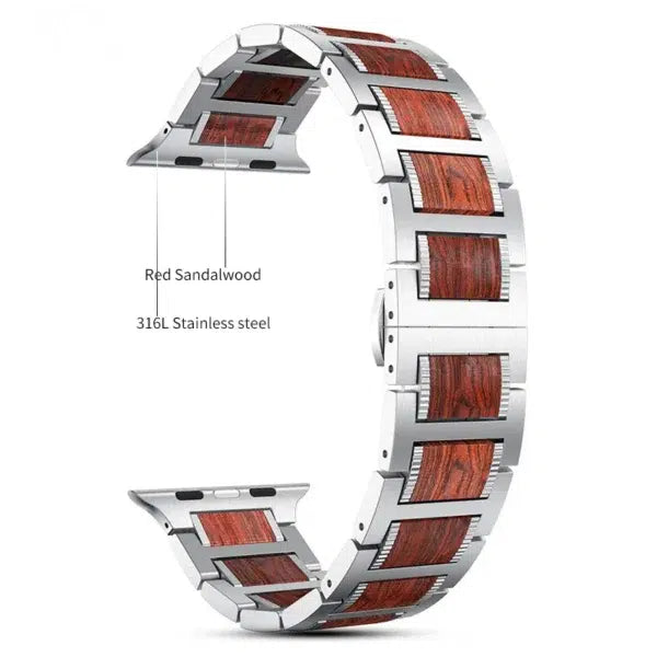 Stainless Steel with Wood Watch Band