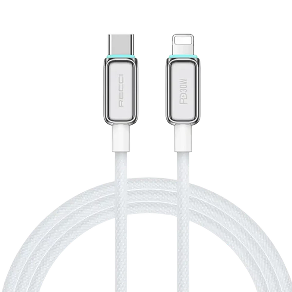 Recci Lamp Display Type-C to Lightning 30W Fast Charging Cable