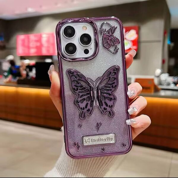 foldable butterfly stand case with removable glittery sheet